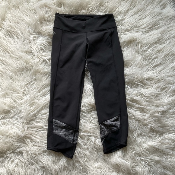 Lululemon Black‎ Mesh Cropped Capris Leggings - Picture 1 of 6
